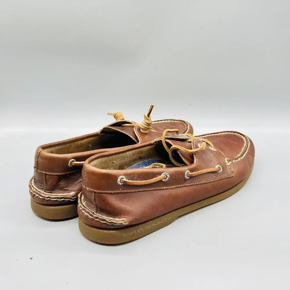 Sperry Shoes Mens 11 Brown Leather Top Sider Boat Deck Moc Toe Casual Comfort